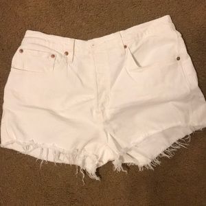 Levi’s 501 white denim shorts